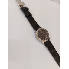 VINTAGE Mondia ανδρικό ρολόι με ασημένιο καντράν και μαύρο δερμάτινο λουράκι (VIN35)